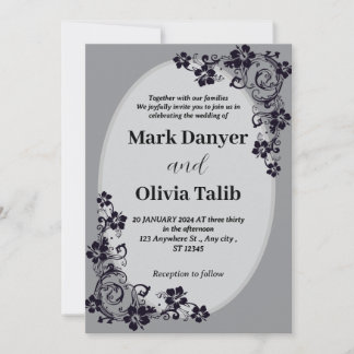 Faire-part de mariage gris / design simple et roma