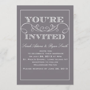 Faire-part de mariage gris élégant