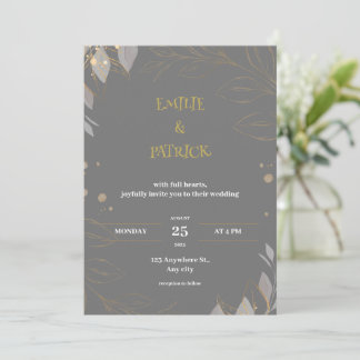Faire-part de mariage gris élégant et simple