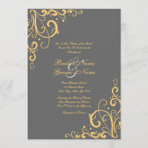 Faire-part de mariage gris et jaune