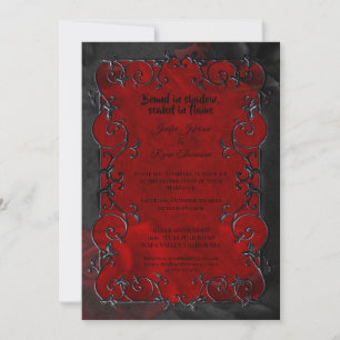 Faire-part de mariage Halloween gothique rouge fon