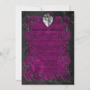 Faire-part de mariage Halloween gothique violet fo