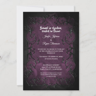 Faire-part de mariage Halloween gothique violet fo