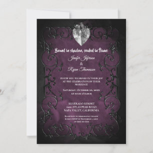 Faire-part de mariage Halloween gothique violet fo