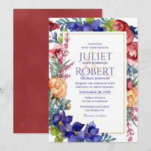 Faire-part de mariage   Happiness Watercolor Flora