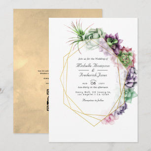 Faire-part de mariage Herbarium de succulentes géo