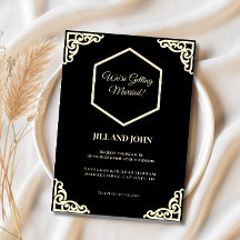 Faire-part de mariage Hexagone Noir et Crème 