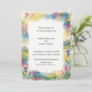Faire-part de mariage Highland Tartan Thistle