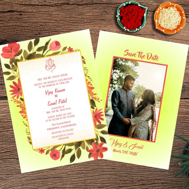 Faire-part de mariage hindoue indienne avec image  (Créateur téléchargé)