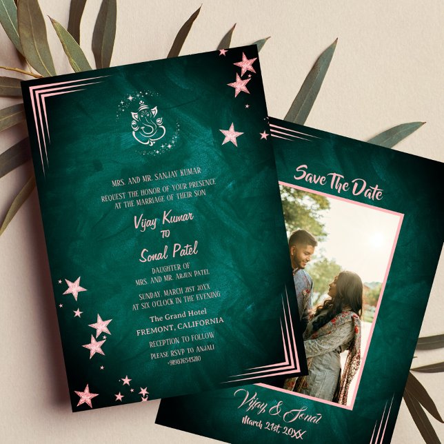 Faire-part de mariage hindoue indienne avec image  (Créateur téléchargé)