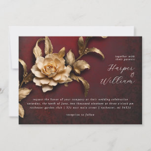 Faire-part de mariage historique de fleurs d'or