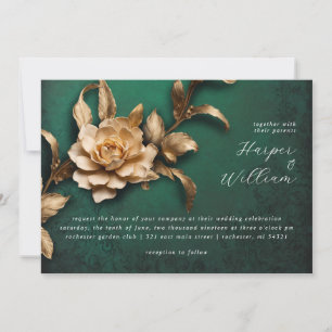 Faire-part de mariage historique de fleurs d'or