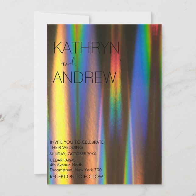 Faire-part de mariage holographique moderne (Devant)