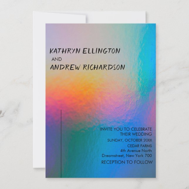Faire-part de mariage holographique moderne (Devant)