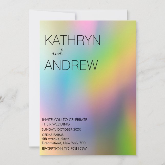 Faire-part de mariage holographique moderne (Devant)