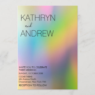 Faire-part de mariage holographique moderne