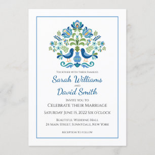 Faire-part de mariage Hongrois Design Blue Birds