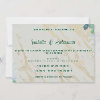 Faire-part de mariage horizontal Eucalyptus Vert S