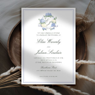Faire-part de mariage Hydrangea Crest Formal Blue 