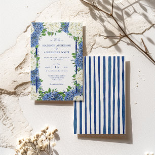 Faire-part de mariage Hydrangeas blanches à rayure