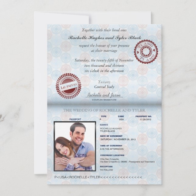 Faire-part de mariage II de passeport de l'Italie (Devant)