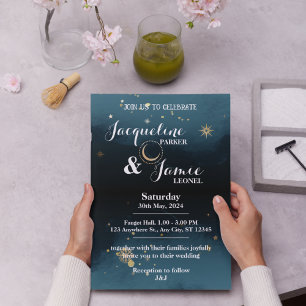 Faire-part de mariage illustrative du ciel nocturn