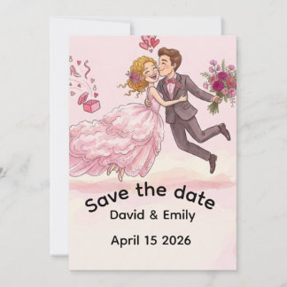 Faire-part de mariage illustré romantique pour ann