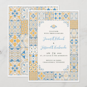 Faire-part de mariage illustrée par une mosaïque é