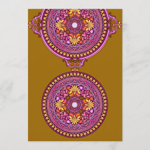 Faire-part de mariage Indian Gold & Pink Disks