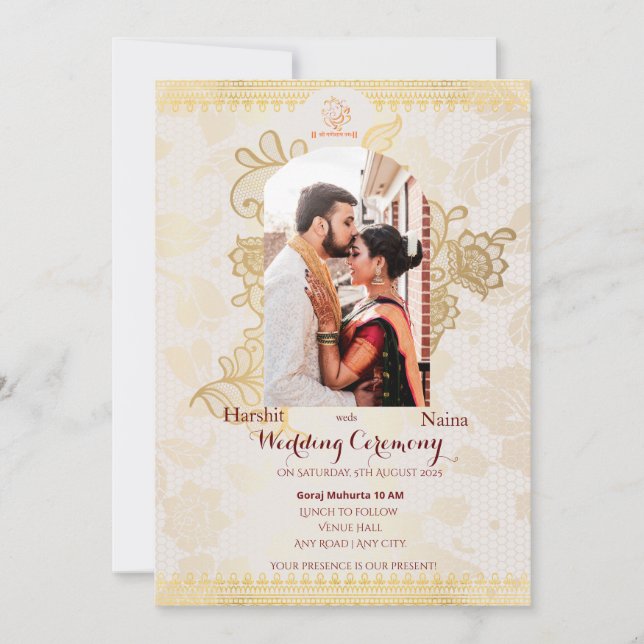 Faire-part de mariage indien (Devant)