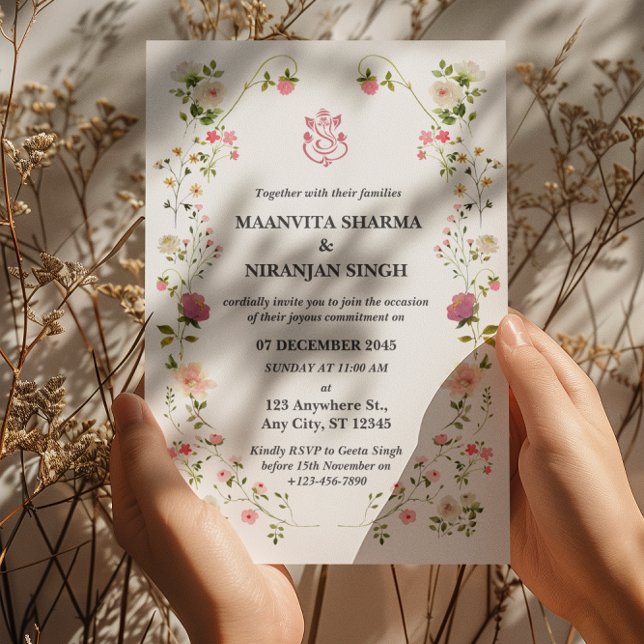 Faire-part de mariage indien de style contemporain (Créateur téléchargé)