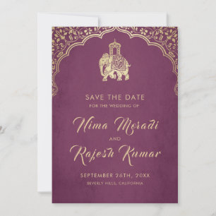 Faire-part de mariage indien Ganesha or Save The D