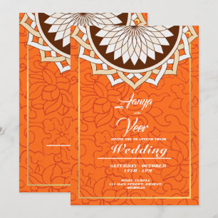 Faire-part de mariage indien orange