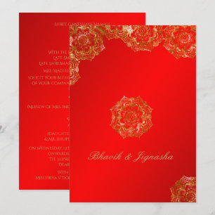 Faire-part de mariage indien rouge et or