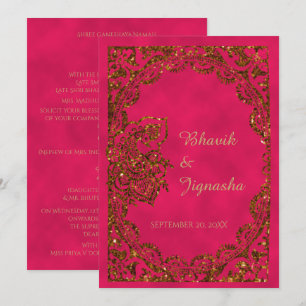 Faire-part de mariage indienne de Peacock rose et