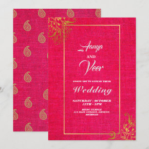 Faire-part de mariage indienne de Peacock rose et
