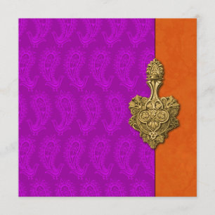 Faire-part de mariage indienne de Purple Paisley P