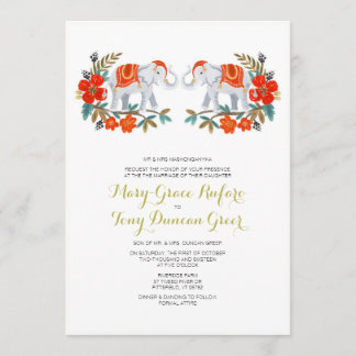 Faire-part de mariage indienne des éléphants