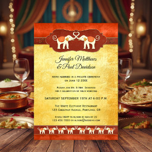 Faire-part de mariage indienne des éléphants blanc