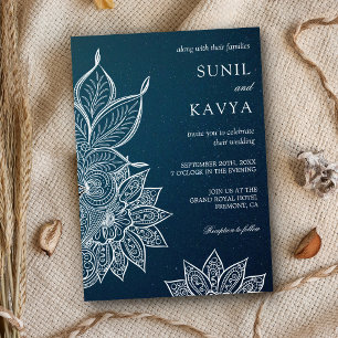 Faire-part de mariage indienne moderne Blue Galaxy