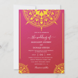 faire-part de mariage indienne rouge et jaune