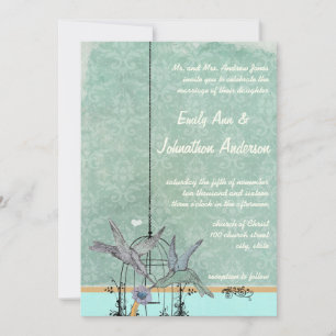 Faire-part de mariage Inséparable Aqua vintage
