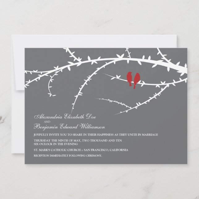 Faire-part de mariage Inséparable (rouge) (Devant)