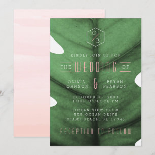 Faire-part de mariage inspiré Art Déco Feuille Tro