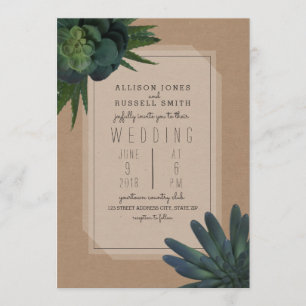 Faire-part de mariage inspiré de carte succulent