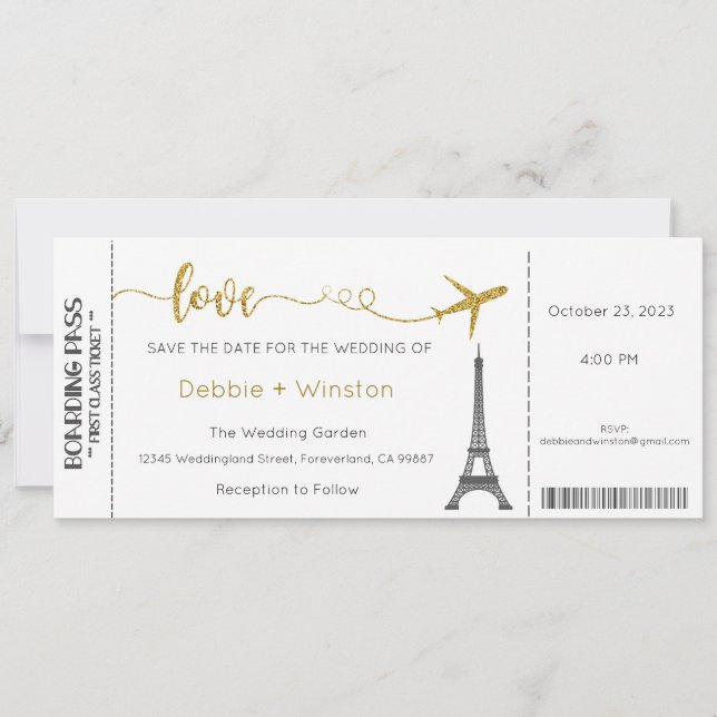 Faire-part de mariage, Invitation Mariage Paris, A (Devant)