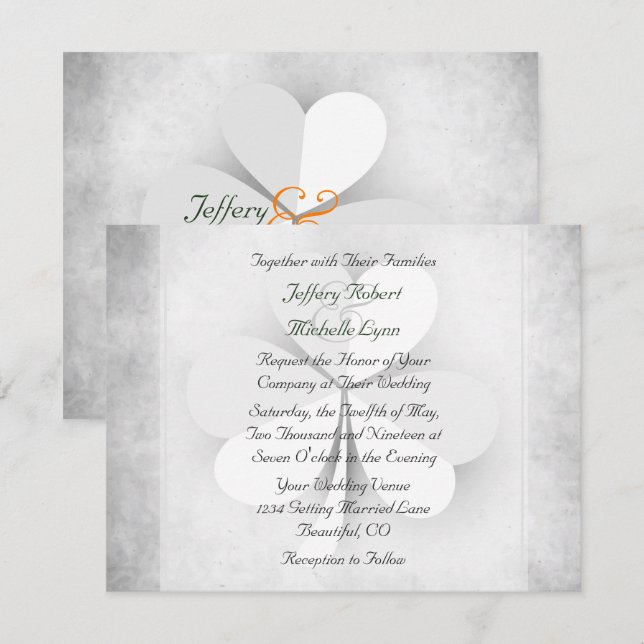 Faire-part de mariage irlandais à trois feuilles (Devant / Derrière)