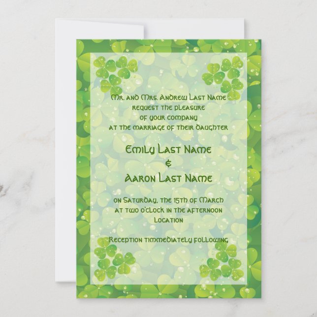 Faire-part de mariage irlandais de la Saint-Patric (Devant)