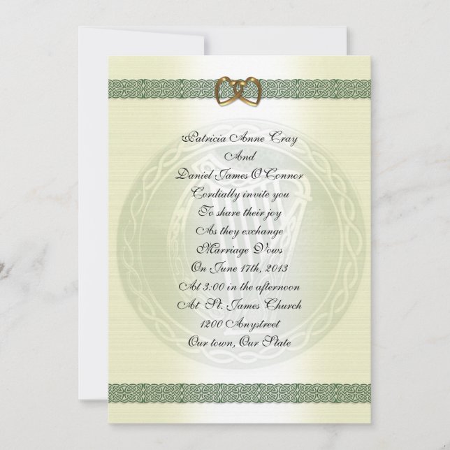 Faire-part de mariage irlandaise (Devant)