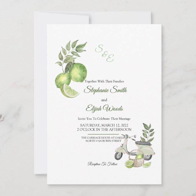 Faire-part de mariage italien de citron vert (Devant)